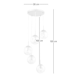 Lustra tip pendul Arta, 5 lumini, metal/sticla, 30 x 120 cm