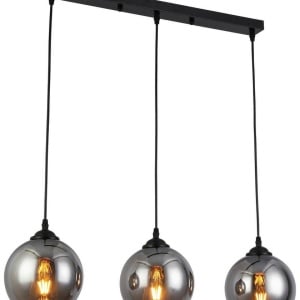 Lustra tip pendul Giova, 3 lumini, metal/sticla, gri/negru, 78 x18 x 120 cm