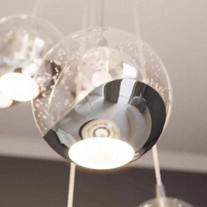 Lustra tip pendul Hayley, LED, metal/sticla, crom/transparent, 40 x 150 cm - Img 5