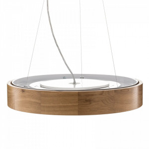 Lustra tip pendul Kerio, lemn/sticla, natur/alb, 47 x 70 cm - Img 2