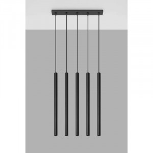 Lustra tip pendul Shirey, 5 lumini, metal, negru, 100 x 45 x 8 cm
