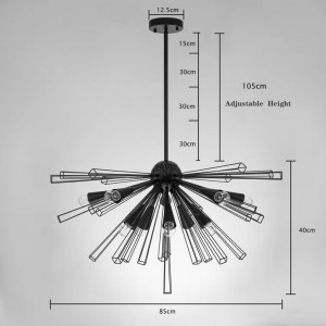Lustra tip pendul Sputnik, metal,  40x85x85cm , negru 