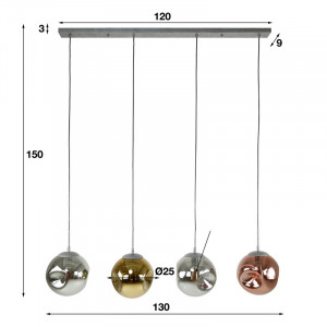 Lustra tip pendul Stalbridge, 4 lumini, metal/sticla, multicolor, 130 x 25 x 150 cm