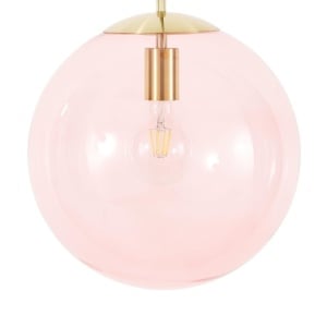 Lustra tip pendul Westwing Bao, metal/sticla, roz/auriu, 35 x 150 cm