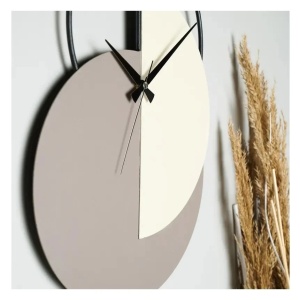 Madeco ceas decorativ de perete, metal 100% grosime 1.5mm, 68x31 cm, diametru 68 cm, mecanism silentios, pictat manual, gri - Verificat A · Re-Bloom - Img 2