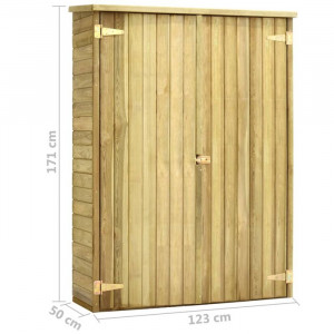 Magazie de gradina pentru scule, lemn masiv de pin, 171x123x50 cm - Img 7