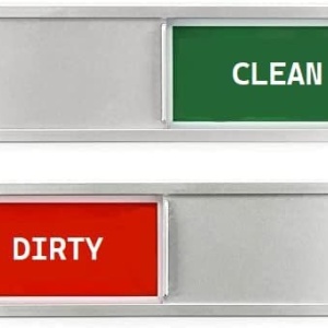 Magnet Clean/Dirtypentru masina de spalat vase/rufe Charles Daily, alb/verde/rosu, 17,5 x 5 cm