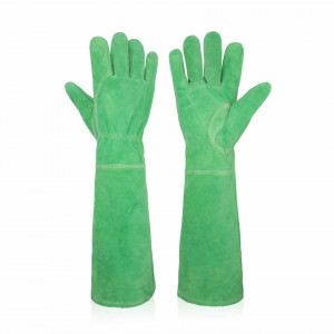 Manusi de gradinarit FACELANDY, verde, piele, M, 41 cm - Img 1