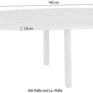 Masa de cafea Annelise, MDF, natur, 140 x 70 x 37,5 cm