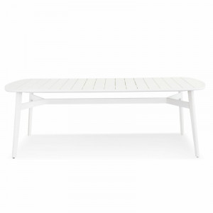 Masa de gradina Arcovio, metal, alb, 74 x 220 x 100 cm - Img 1
