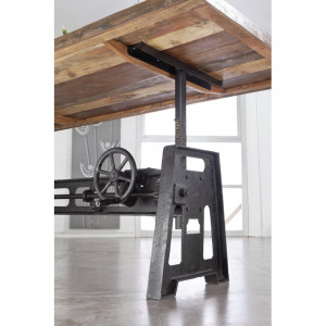 Masa de living Springfield, metal/lemn masiv, maro/negru, 76 x 100 x 240 cm - Img 4