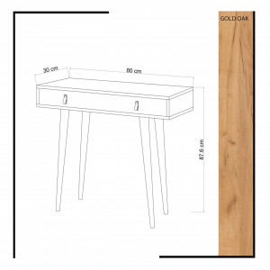 Masa tip consola Dokka, lemn/PAL, alb/natur, 80 x 87,6 x 30 cm