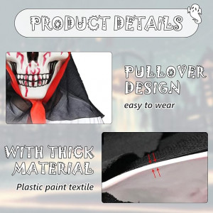 Masca infricosatoare pentru carnaval ENAIAH, PVC, alb/negru/rosu, 25 x 16 cm 