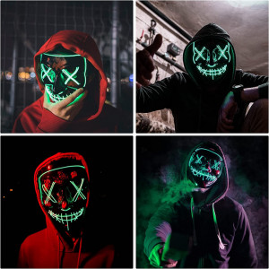 Masca pentru Halloween Shineyoo, LED, PVC, negru/verde, 18 x 20 cm - Img 6
