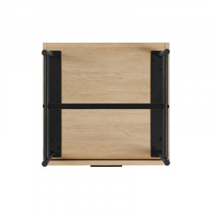Masuta laterala Boulemane, lemn masiv/MDF/metal, natur/alb/negru, 46,5 x 45 x 55,3 cm