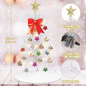 Mini brad artificial de Craciun cu lumini si ornamente Oryidr, multicolor, PVC, 60 cm - Img 5