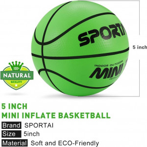 Mini minge de baschet Baby Bites, PVC, verde/negru, 12,7 cm - Img 7