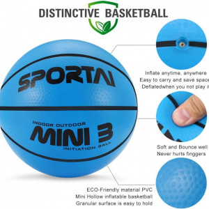 Mini minge de baschet Baby-go, PVC, albastru/negru, 12,7 cm - Img 6