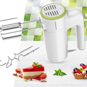 Mixer de mana HM-300GR, Putere 300W, 6 viteze+turbo, 2 seturi accesorii inox, alb/verde - Img 2