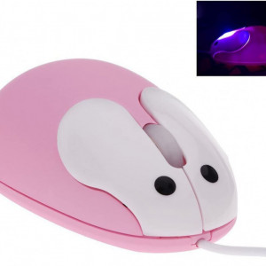 Mouse optic cu fir BestFire, aspect de iepuras, roz, 1200DPI