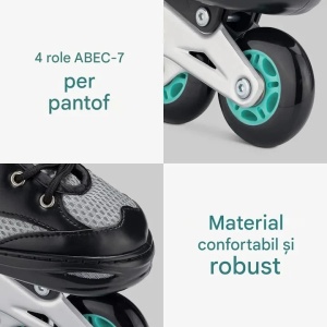 Navaris patine cu role reglabile, 4 roti poliuretan ABEC-7 70mm, marime 35-38, catarama push-lock + velcro, frana interschimbabila, unelte incluse, albastru - Verificat A · Re-Bloom - Img 3
