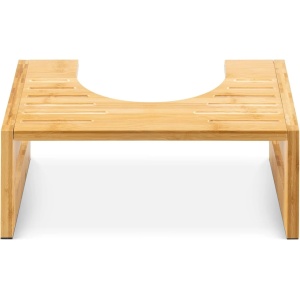 Navaris scaunel WC din bambus, suport picioare, antiderapant, 43.5x28x18.3cm, Maro - Verificat A · Re-Bloom
