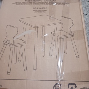 Navaris set masa + 2 scaune copii, MDF/lemn pin, masa 50x50x38cm + scaune 27x27x48cm, 15kg, capacitate 50kg, varsta 3+ ani - Verificat A · Re-Bloom - Img 6