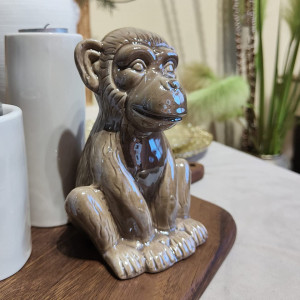 Obiect decorativ Casaido, model maimuta, maro inchis, ceramica, 15,4 x 10,2 x 10 cm, - Img 4