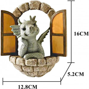 Obiect decorativ dinozaur Hilloly, rasina, maro, 16 x 5,2 x 12,8 cm 
