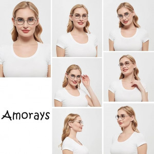 Ochelari de citit Amorays, model vintage, metal, argintiu, +3.50