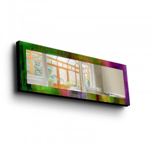 Oglinda de perete Arneson, lemn masiv, multicolor, 120 x 40 x 1 cm - Img 1