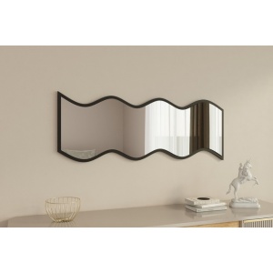 Oglinda de perete Re-Bloom, MDF/sticla, negru, 40 x 120 x 2,2 cm - Img 4