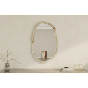 Oglinda perete 52x86x2.2 cm, rama MDF 100%, stil contemporan, efes si marmura/natur - Verificat A · Re-Bloom - Img 4