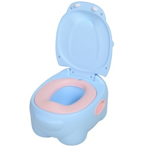 Olita pentru copii Re-Bloom, model hipopotam, TPE/plastic, albastru/roz, 40 x 30 x 23 cm, Resigilat, Grad A