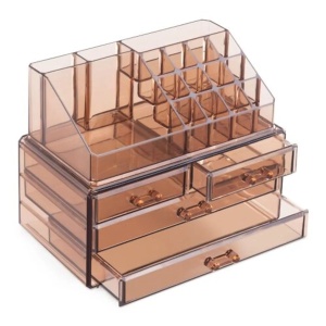 Organizator pentru cosmetice cu sertare Navaris, Maro transparent, 54656.05, Resigilat, Grad B