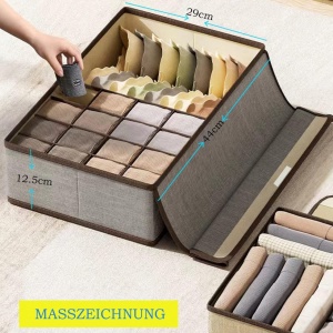 Organizator pentru lenjerie/sosete Aeesrru, textil, gri/bej, 44 x 29 x 12,5 cm