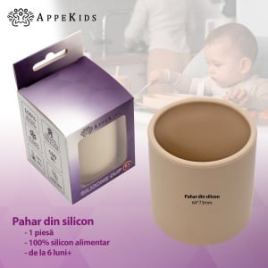 Pahar din silicon, AppeKids - Bubble Beige - Img 2