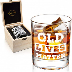 Pahar pentru whisky Lighten Life, sticla, transparent/alb, 9,9 x 8,1 cm, 360 ml - Img 1