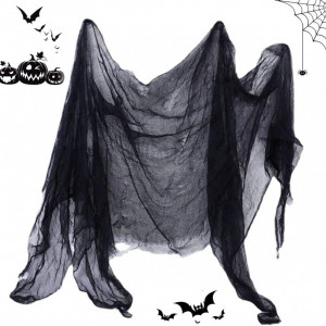 Panza infricosatoare pentru Halloween Taozoey, negru, bumbac, 160 x 500 cm