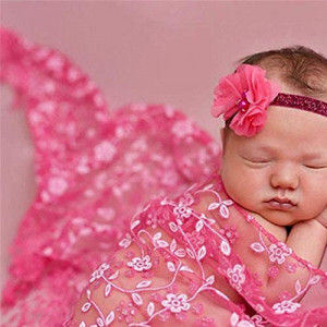 Patura cu dantela pentru bebelusi Matissa, textil, roz, 138 x 70 x 70 cm - Img 2