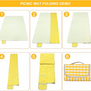 Patura pentru picnic Naapesi, PVC, galben, 150 x 200 cm - Img 3