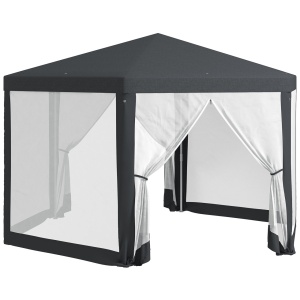 Pavilion de gradina hexagonal Re-Bloom, metal/poliester, 3.94x3.94x2.5 m, latura 200 cm, stresina 197 cm, gri - Verificat A · Re-Bloom