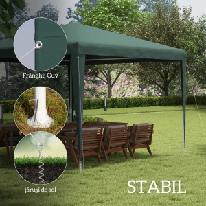 Pavilion de gradina portabil Re-Bloom, otel/PE, 293x293 cm, inaltime acoperis 252 cm, anti UV, 4 corzi+8 tarusi inclusi, verde - Verificat A · Re-Bloom - Img 4