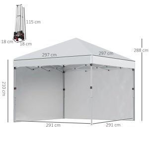 Pavilion de gradina Re-Bloom, otel/Oxford, 297x297x288 cm, pereti 297x197 cm, gri deschis - Verificat A · Re-Bloom - Img 5