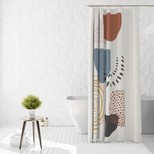 Perdea de dus Ella Home Visual cu 12 inele, poliester, rezistenta la apa, multicolor, 180x200 cm