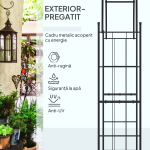 Pergola de gradina arcada 2.23m, metal, 157x40x223 cm, spatiu interior 153x222 cm, bolta de nunta/spalier, negru - Verificat A · Re-Bloom - Img 4