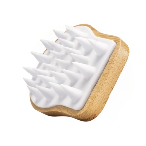 Perie pentru masajul scalpului Bambua, alb, silicon, 10 x 9 x 8 cm