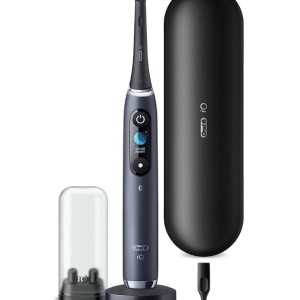 Periuta de dinti electrica Oral-B iO9 cu Tehnologie Magnetica si Micro-Vibratii, Inteligenta artificiala, Display led, Senzor de presiune Smart, 7 moduri, 1 capat, Suport rezerve, Trusa de calatorie cu incarcator, + 2 capete de periaj, Resigilat, Grad A - Img 1