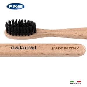 Periuta dinti Piave Peri Extra Soft fibra vegetala cu Carbune Activ efect Albire natural, Maner lemn 100% reciclabila - Img 2