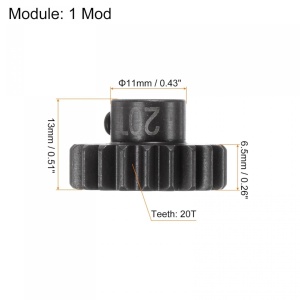 Pinion Sourcing Map, fonta, negru, 23 x 13 x 11 mm